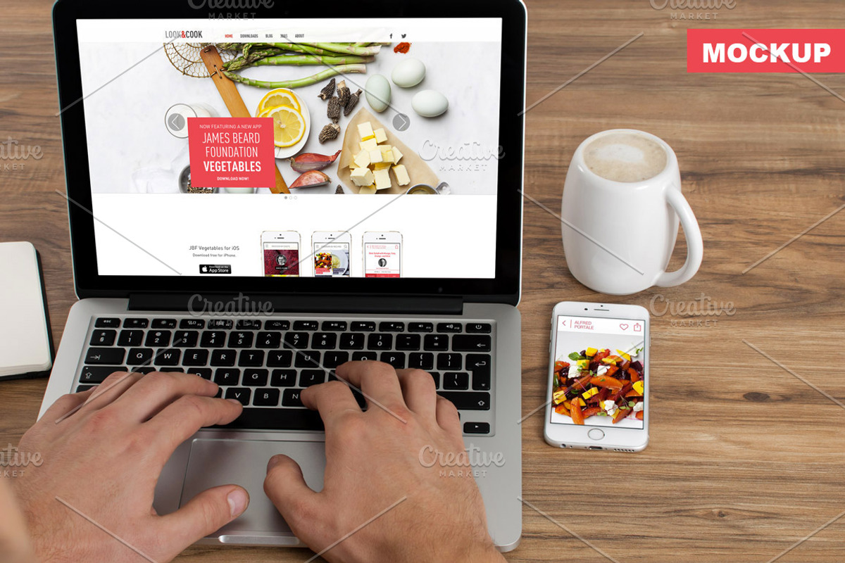 Mockup for MacBook Pro and iPhone6, an iPhone Mockup by Made by Mancie (Photo 1 of 5)