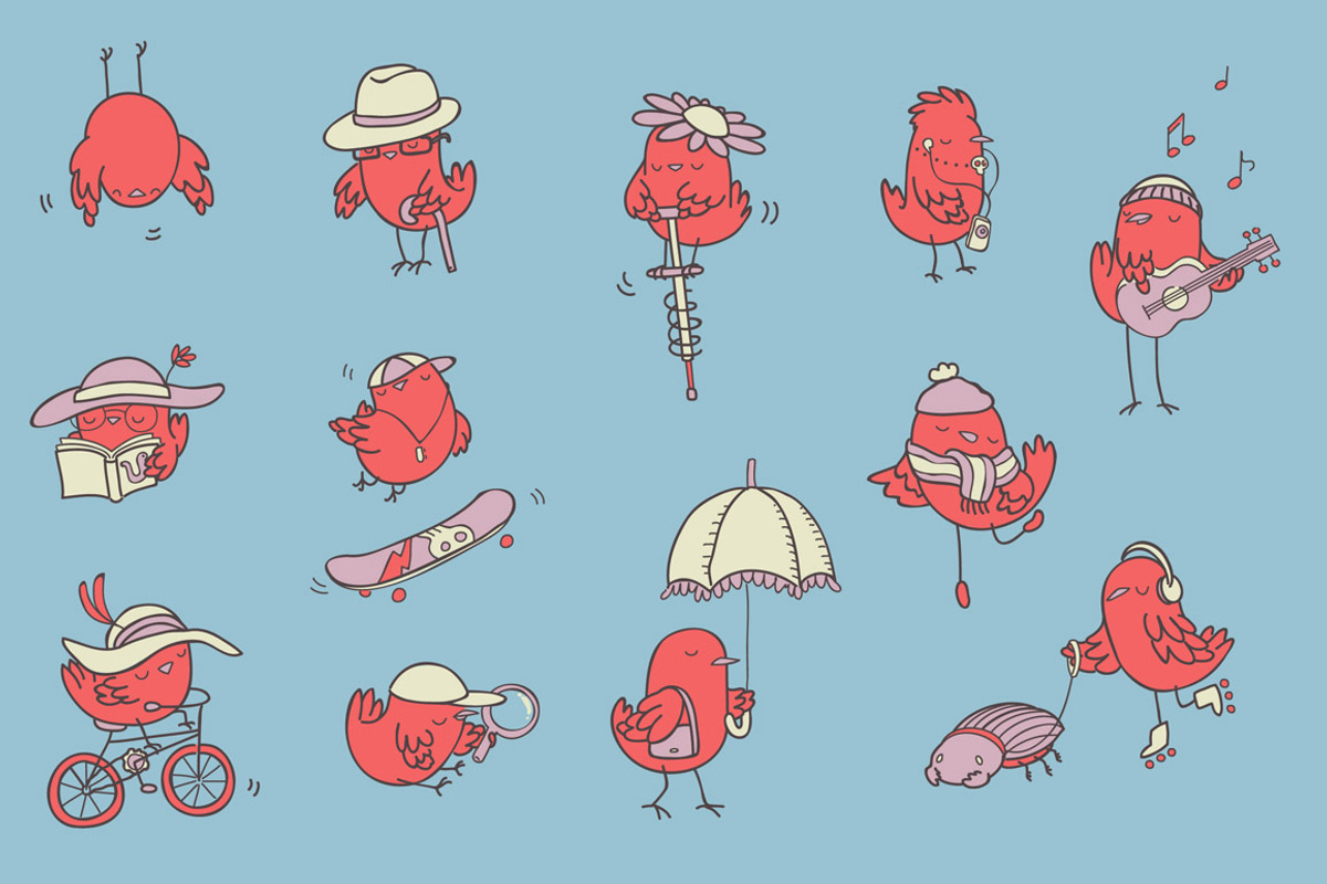 Birdies chilling out - image set, a Healthcare Illustration by celandine (Photo 1 of 4)