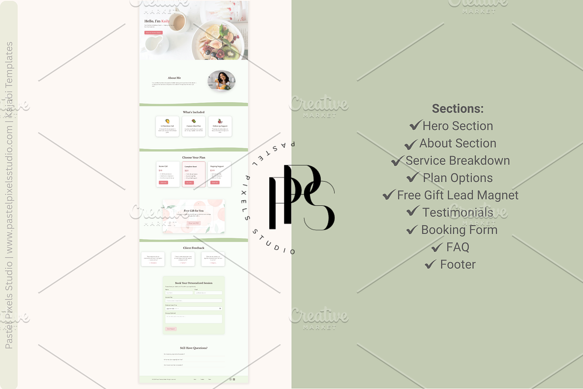 Nutrition Coach Website Template, a HTML Template by Pastel Pixels Studio (Photo 2 of 4)