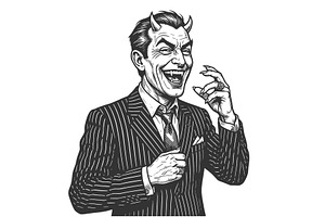 Laughing Devil Businessman Pinstripe, a Person Illustration by AlexArt