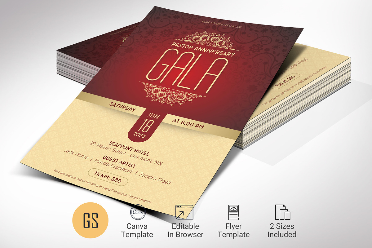 Pastor Anniversary Gala Flyer Templa, a Flyer Template by Godserv Designs (Photo 1 of 10)