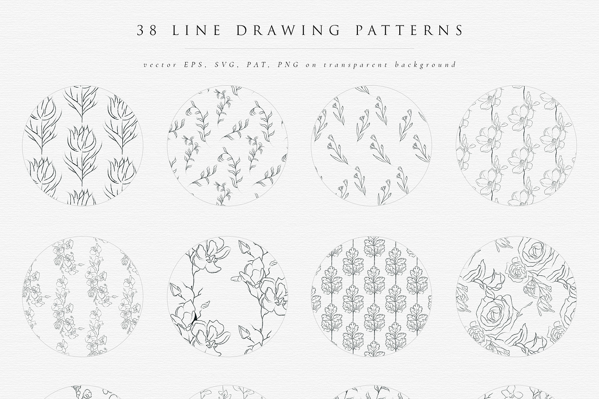 Line Drawing Floral Patterns, a Pattern Graphic by Olya Creative (Photo 1 of 8)