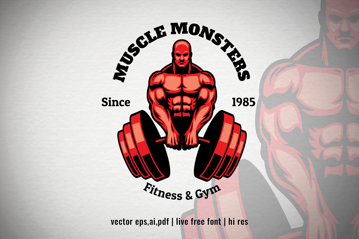 Muscle Man Bodybuilder Logo, a Branding & Logo Template by bazzier_graphik (Photo 1 of 5)