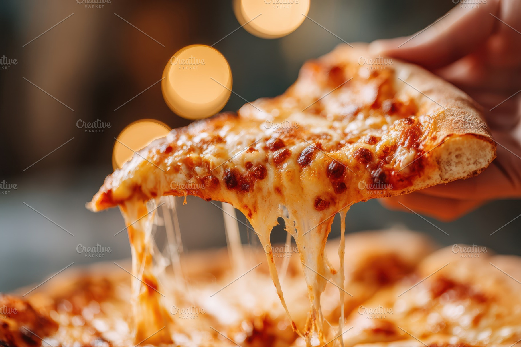Gooey cheese pizza slice pull, a Food & Drink Photo by AlyaAnd
