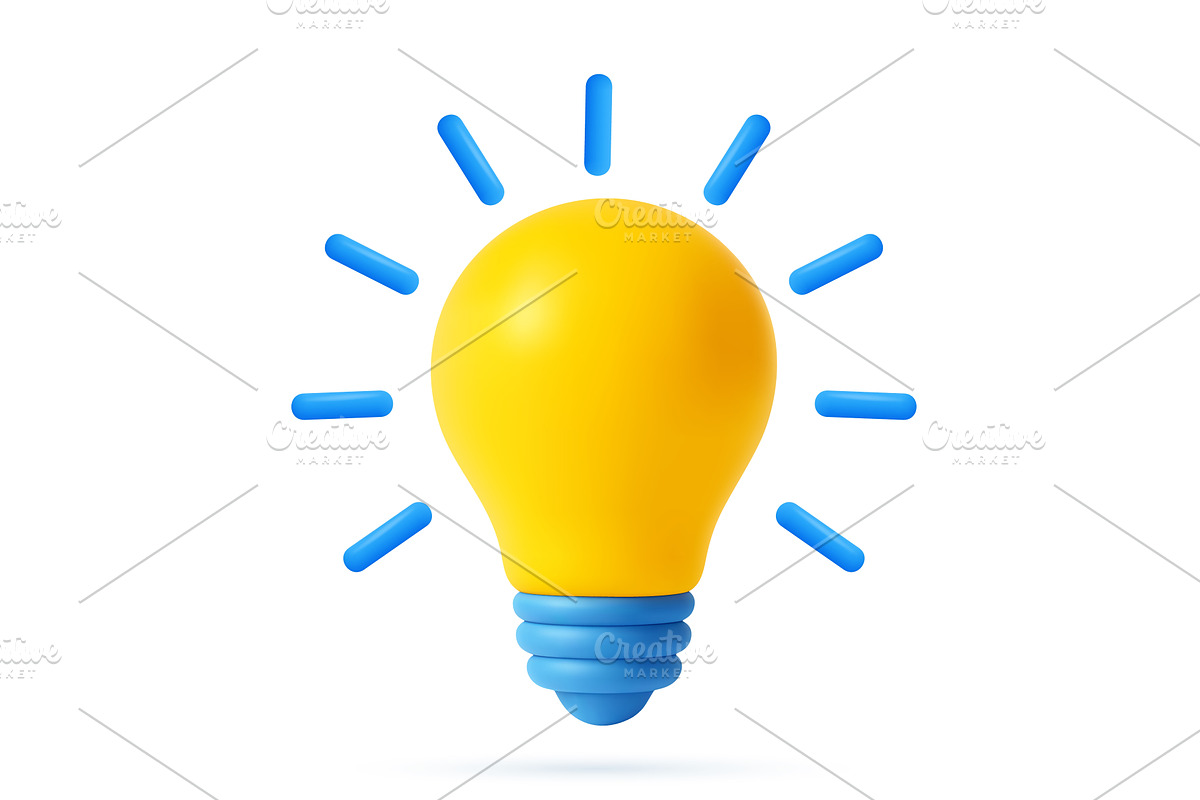 3d light bulb icon, an Illustration by ModVector