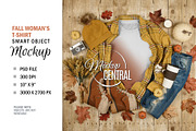 Fall T-Shirt Mockup Flatlay Top View, a Shirt Mockup by HaywireMedia & Mockups (Thumbnail 3 of 3)