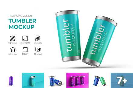 Stainless Thermos Tumbler Mockup, a Cups & Container Mockup by Ram Studio