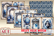 Delft Blue Witch Junk Journal Pages, a Person Illustration by CraftArtStory (Thumbnail 3 of 5)