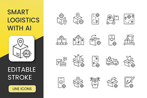 Smart Logistics with AI Icon Pack, an Outline Icon by Grand Design