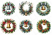 Watercolor Christmas Wreath Bell Cli, an Illustration by DreamPrint404 (Thumbnail 5 of 7)