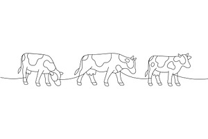 Cows in different poses. Elegant, an Animal Illustration by GraphiShop