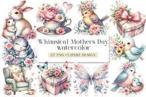 Watercolor Whimsical Mothers Day, a Seasonal Illustration by DreamArtGraphic