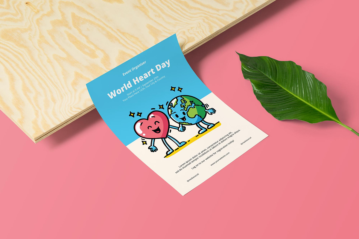 World Heart Day Poster/ Flyer, a Flyer Template by Juru Rancang Graphic (Photo 2 of 3)