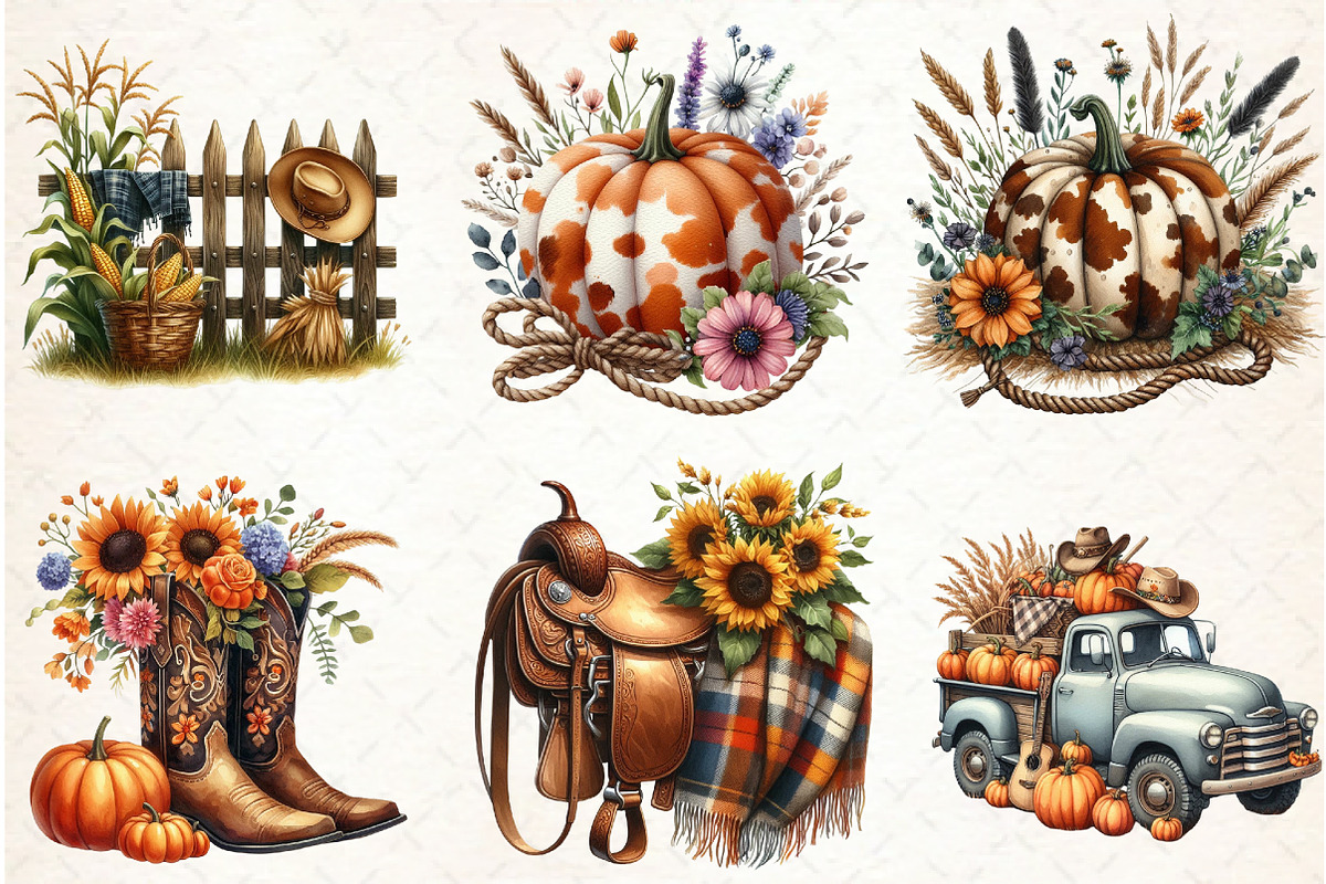 Cowboy Autumn Clipart, an Illustration by Libby Wishes (Photo 4 of 7)