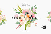 Pink Floral Mood. Watercolor Set, an Illustration by NiKO (Thumbnail 1 of 6)