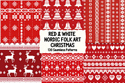 Red & White Nordic Christmas, a Pattern Graphic by Pattern Whimsy (Thumbnail 1 of 10)