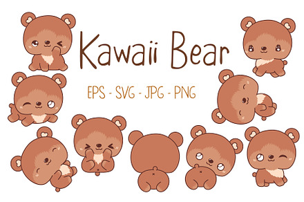 Kawaii Teddy Bear Set Illustrations