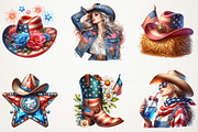 Patriotic Cowgirl Sublimation, an Illustration by RobertsArt (Thumbnail 2 of 7)