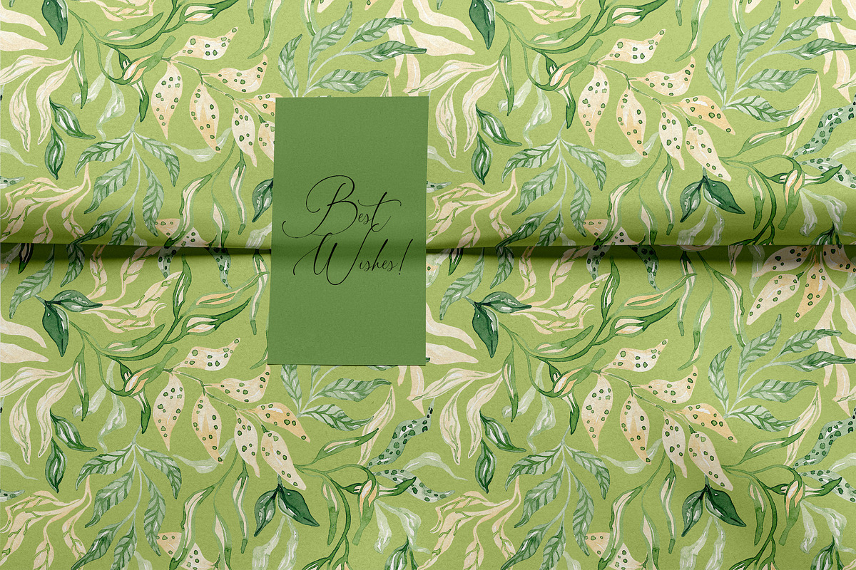 Watercolor Spring Foliage Pattern, a Pattern Graphic by SirenaArt (Photo 15 of 15)