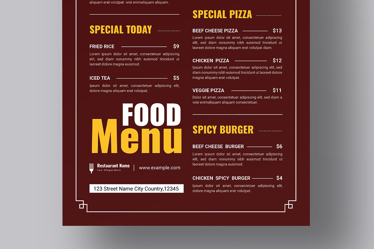 Modern Restaurant Food Menu Poster, a Flyer Template by MightyDesign (Photo 3 of 8)