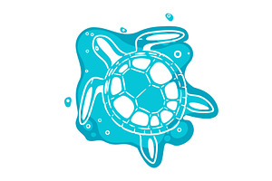 Sea turtle abstract object Hand, an Animal Illustration by Nenahliadava Design