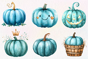 Watercolor Teal Pumpkins Clipart, an Illustration by CreationArt (Thumbnail 5 of 5)