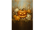 Elegant Gold Floral Halloween Print, a Background Graphic by Floraphoria (Thumbnail 1 of 7)