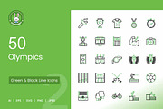 Olympics Green & Black Line Icons, an Icon by IconBunny (Thumbnail 1 of 2)