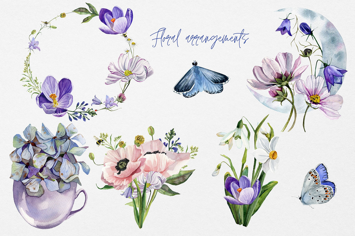 Spring wildflowers watercolor, a Decorative Illustration by Artcard Watercolor (Photo 3 of 12)