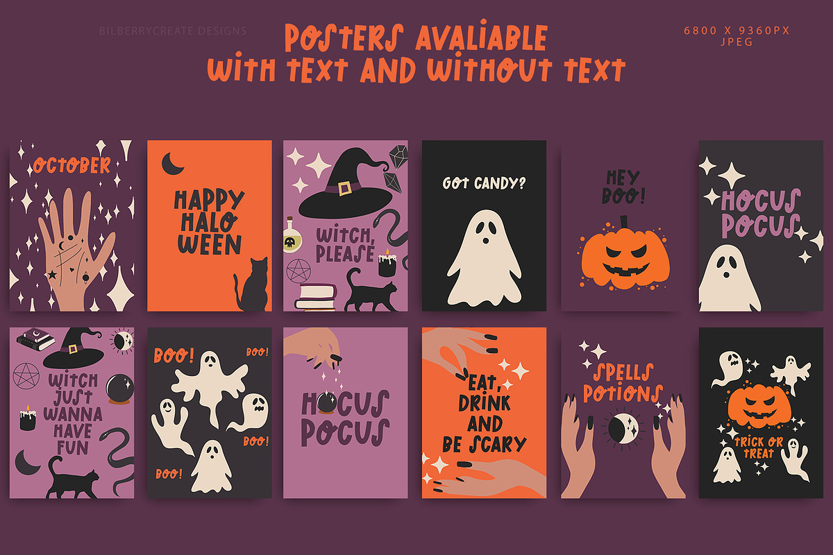 HOCUS POCUS art set, a Seasonal Illustration by BilberryCreates (Photo 4 of 13)
