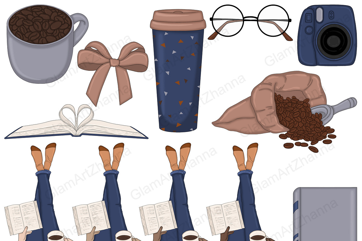 Books And Coffee Clipart, a Food Illustration by GlamArtZhanna (Photo 6 of 7)