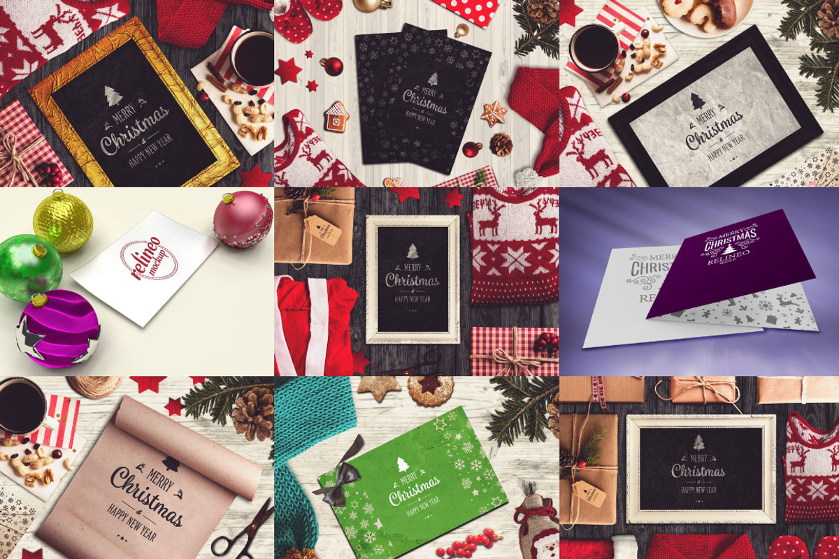 50 PSD Christmas Mock-up Mega Bundle, a Print Template by relineo.mock-ups (Photo 2 of 7)
