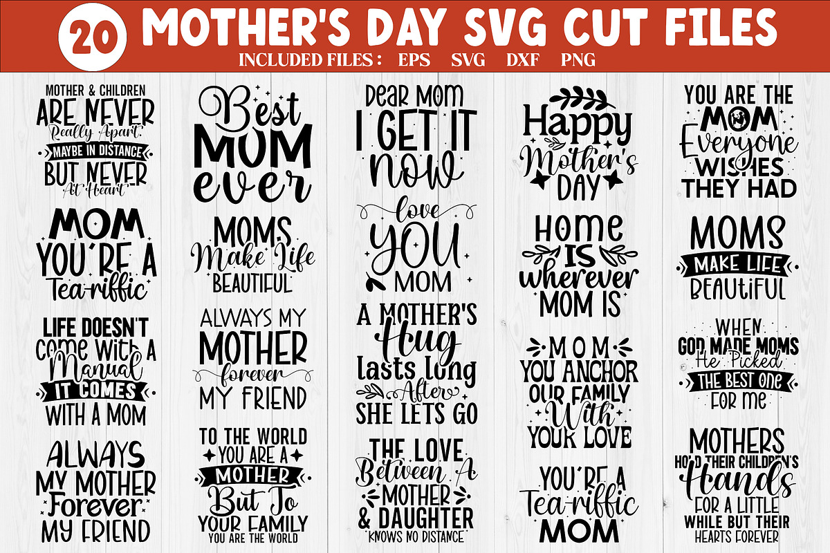 Mothers Day SVG Bundle, an Illustration by Crafticy (Photo 1 of 3)