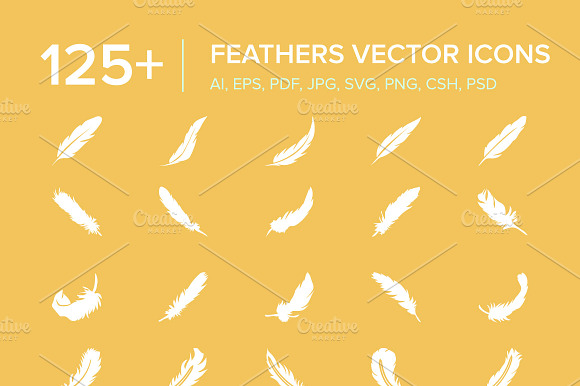 125 Feathers Vector Icons