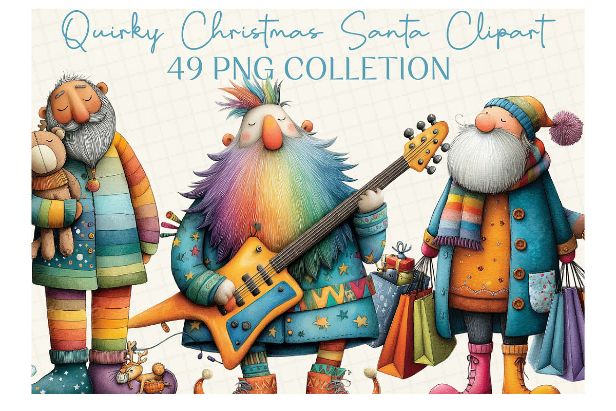 Quirky Christmas Santa Clipart, an Illustration by DreamCafeArt (Photo 1 of 6)