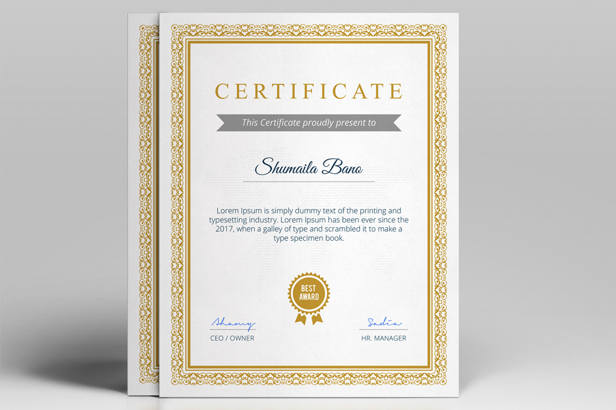 Diploma Certificate Template, a Stationery Template by NasirGrfx (Photo 2 of 5)
