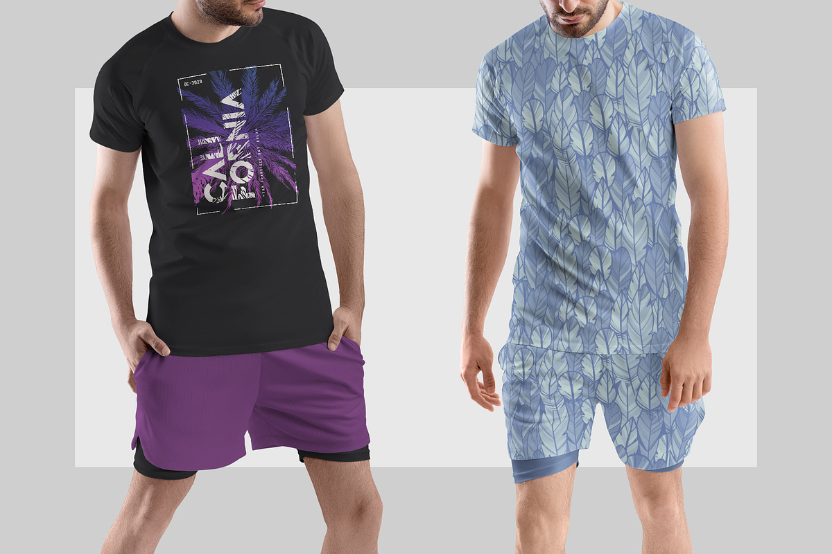 7 Men's T-Shirt and Shorts Mockups, a Shirt Mockup by Grow Design Craft Studio (Photo 6 of 9)
