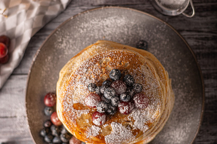 American pancakes with berries, a Food & Drink Photo by Stepanek Photography
