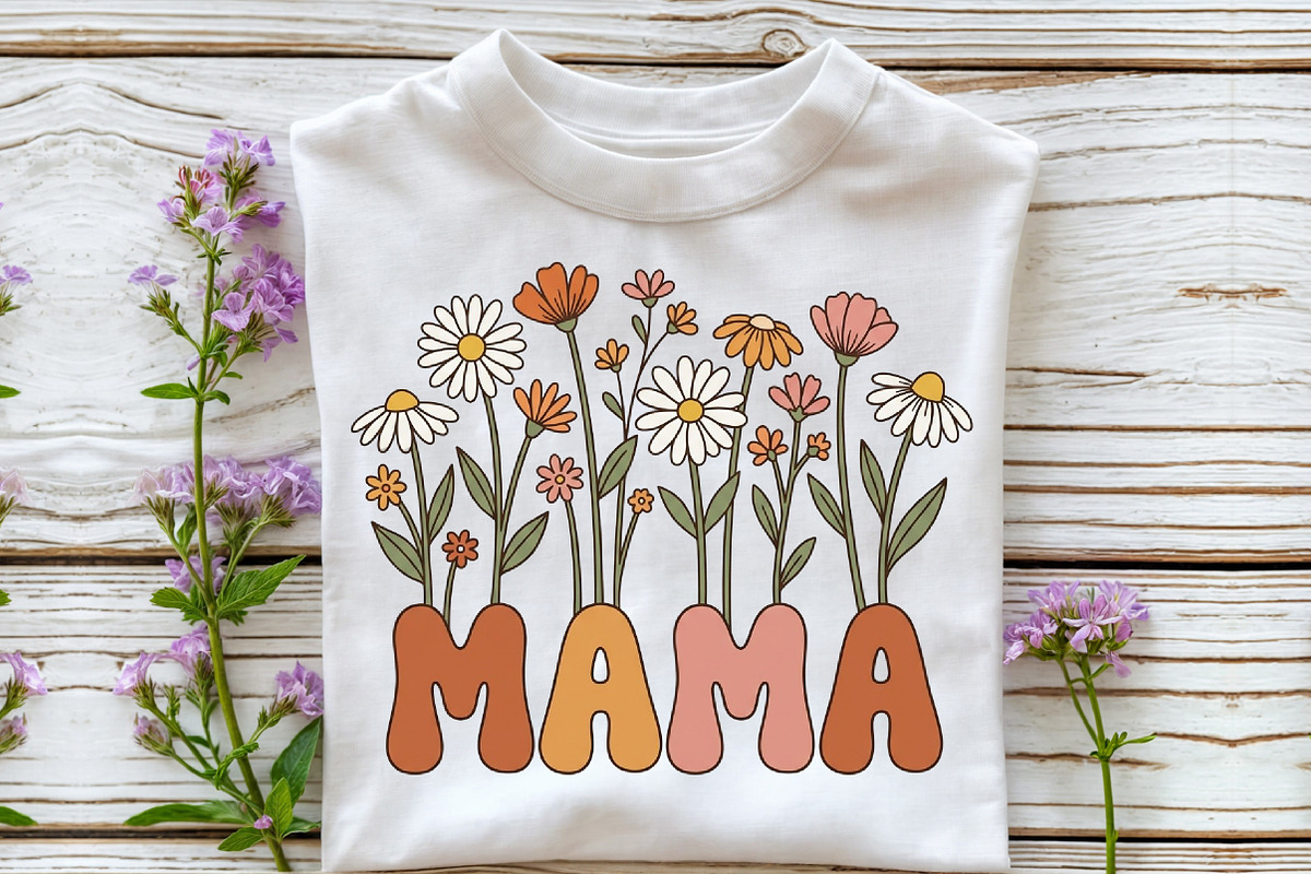 Retro Mama , Mom Flower Mother's Day, a Seasonal Illustration by Sublimation Artist (Photo 3 of 9)