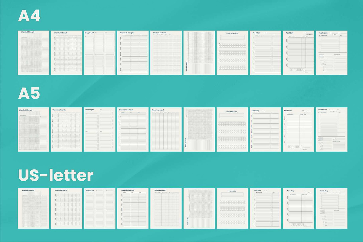 A5 planner inserts Food diary Canva, a Stationery Template by Handy Template (Photo 5 of 8)