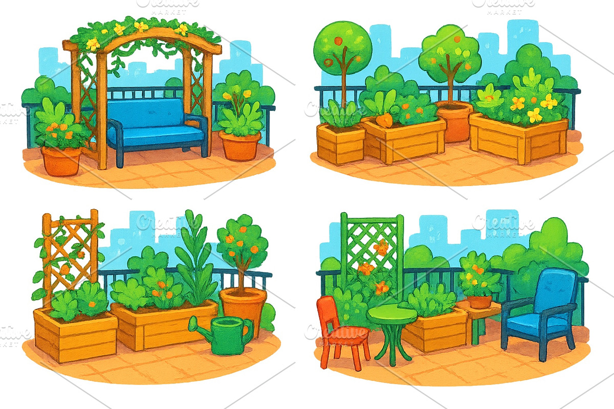 Beautiful urban garden design with, an Object Illustration by ZinetroN