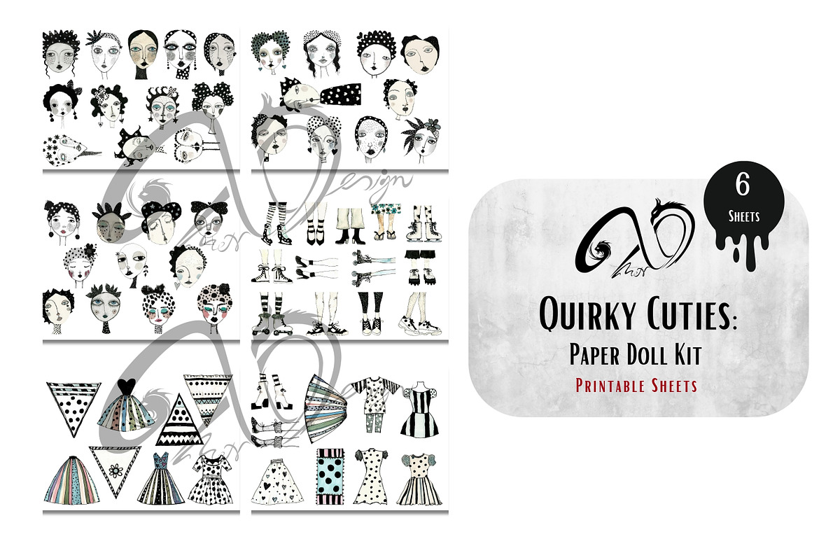 Quirky Cuties: Paper Doll Kit, an Illustration by NiiiNArt (Photo 5 of 6)