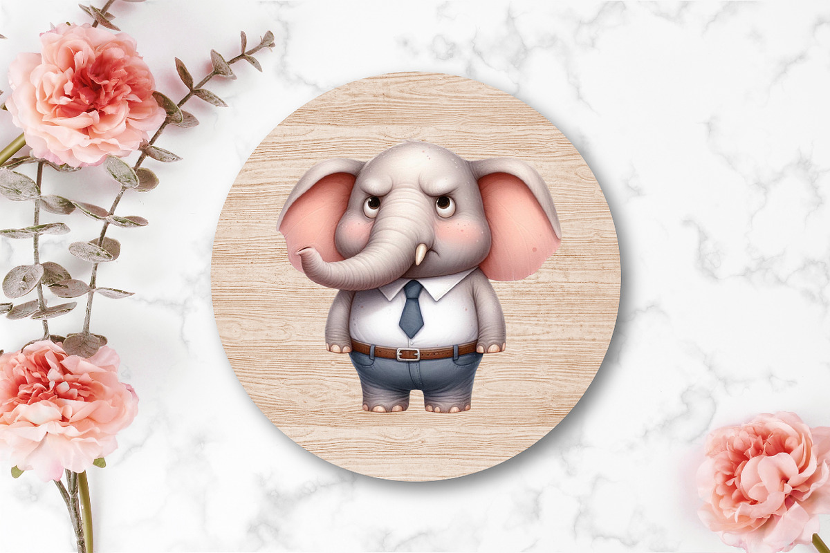 Watercolor Funny Grumpy Elephant PNG, an Illustration by CraftArtStudio (Photo 4 of 5)