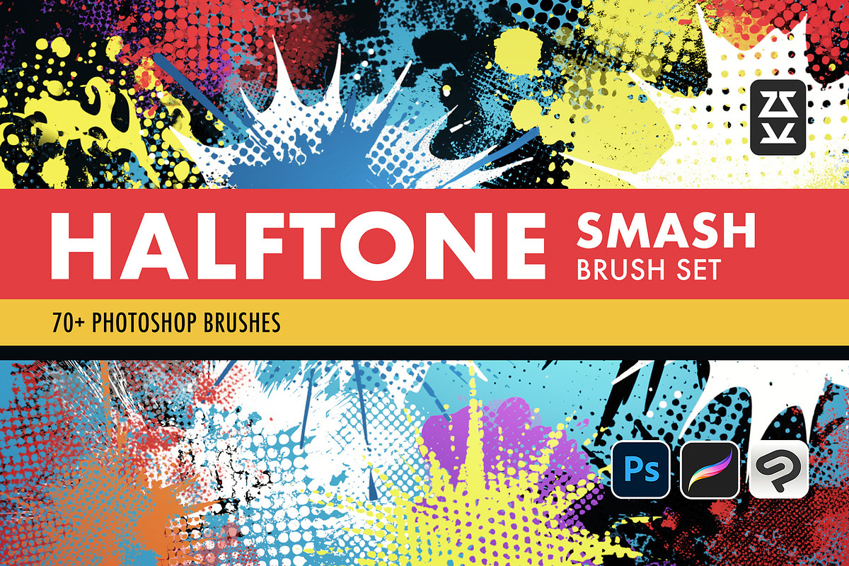 Halftone Smash Brush Set, a Brushes & More by Zsolt Kosa Art (Photo 1 of 6)