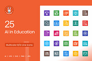 25 AI in Education Icons, an Outline Icon by IconBunny (Thumbnail 1 of 2)