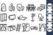 Home Furniture Icon Set Svg, an Illustration by designvectx (Thumbnail 3 of 3)