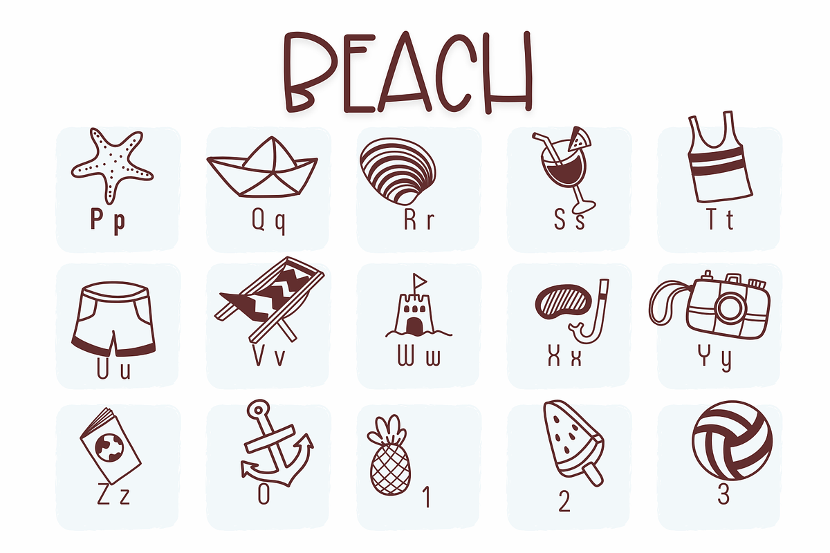 Beach| Symbols Fonts preview 3