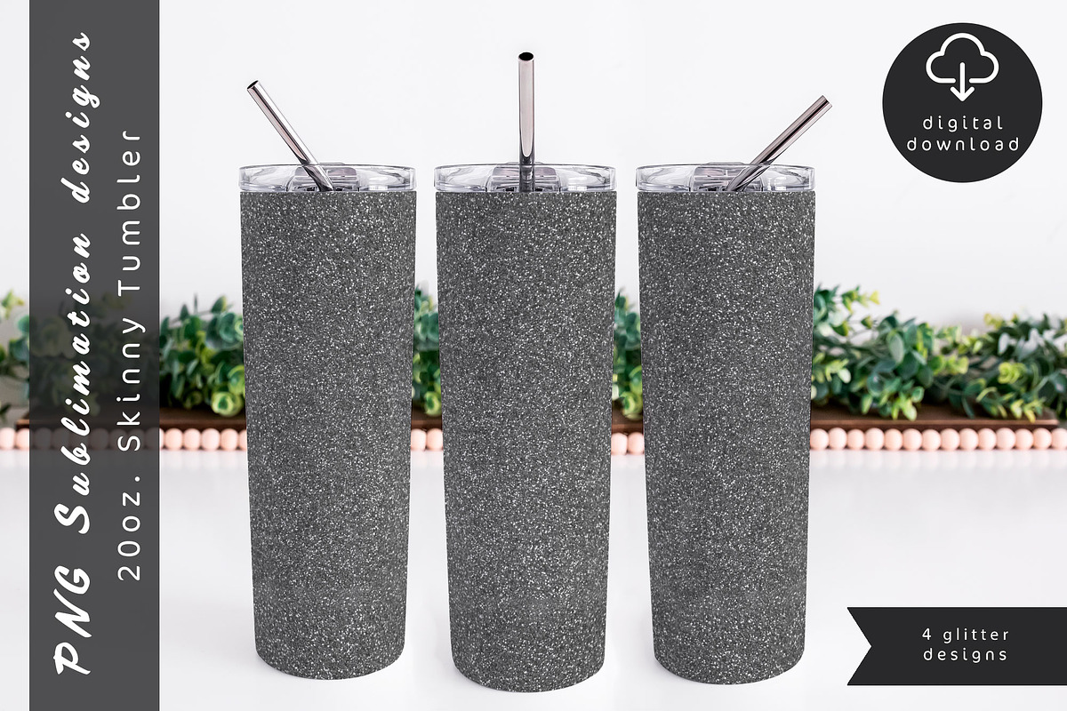 Silver glitter 20oz Skinny Tumbler, an Object Graphic by AnastasiaWatercolor (Photo 2 of 6)