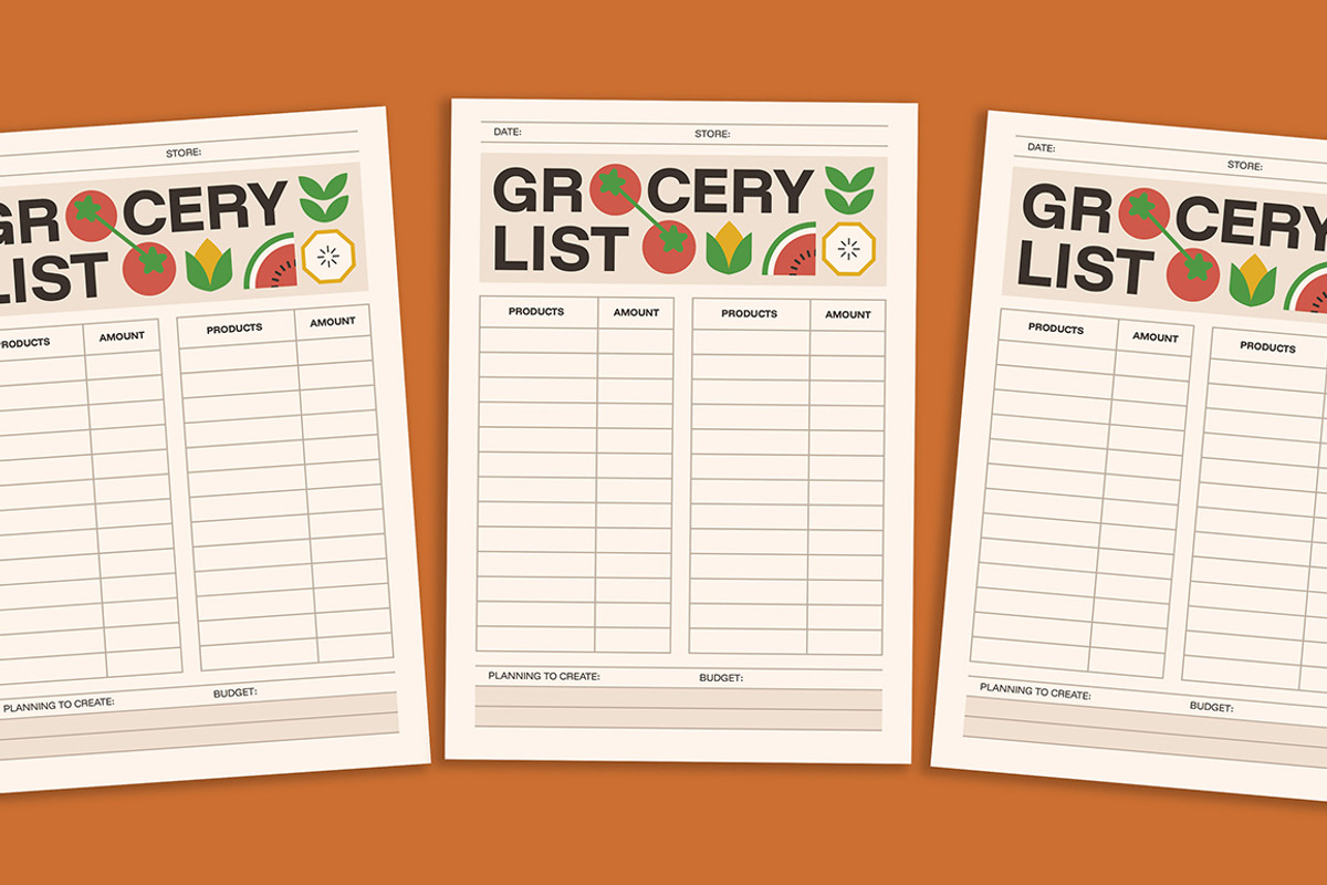 Modern Grocery List Template, a Stationery Template by Gumico Studio. (Photo 2 of 3)
