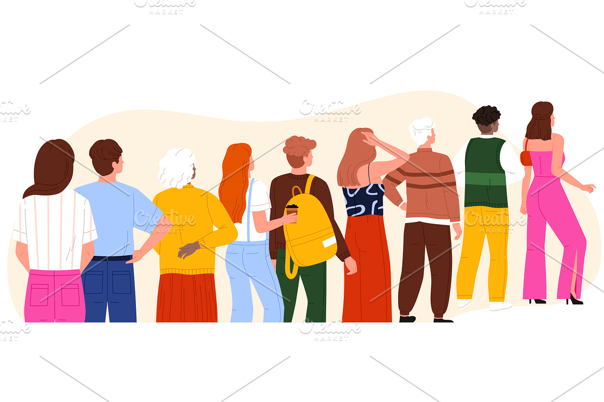 Diverse People Standing In Back, a Person Illustration by Flashvector